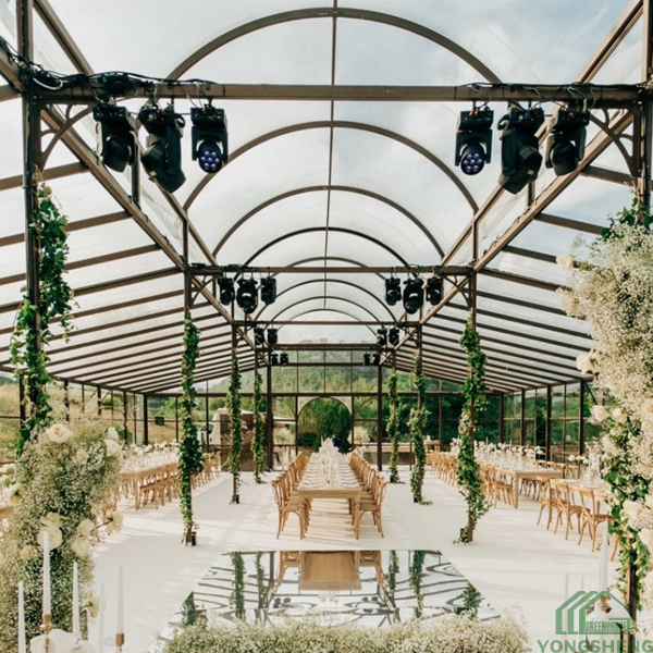 Interior View Curved Glass Wedding Marquee