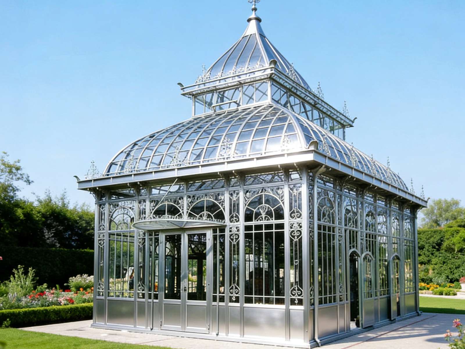 Hot Dip Galvanized Glass Garden Greenhouse For Wedding Ysgh 034
