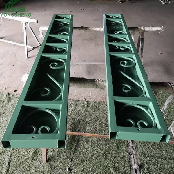 Factory finished green painted decorative scroll steel panels for Victorian orangery frame decoration