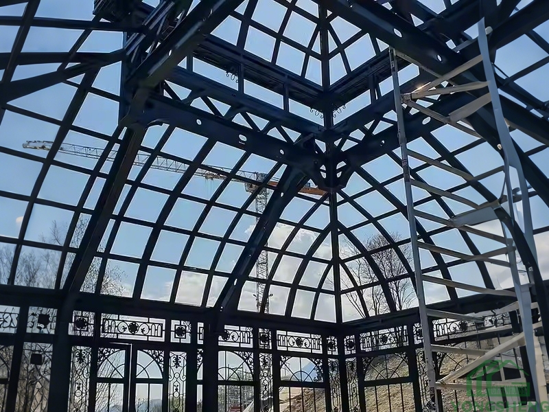 Top internal steel frame structure YSGH‑052 victorian curved orangerie arched glass conservatory
