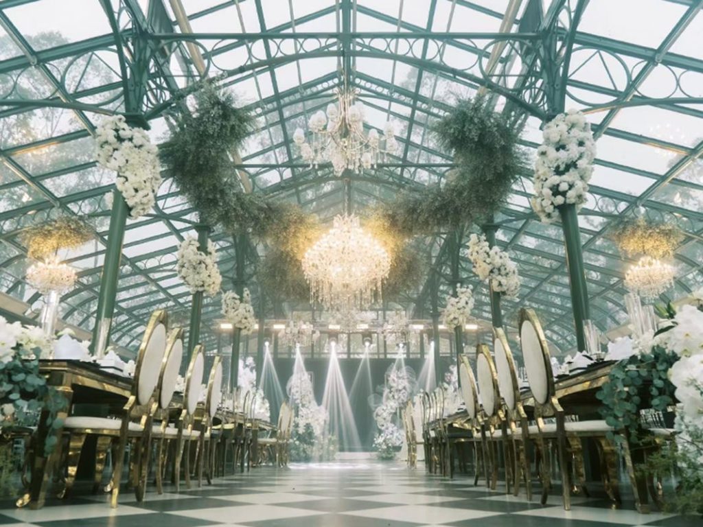 Large Glass Victorian Greenhouse Wedding Venue