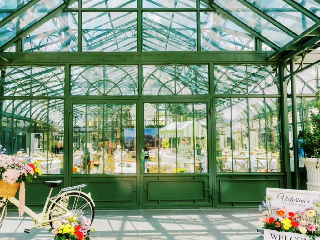 Large Glass Victorian Greenhouse Wedding Venue