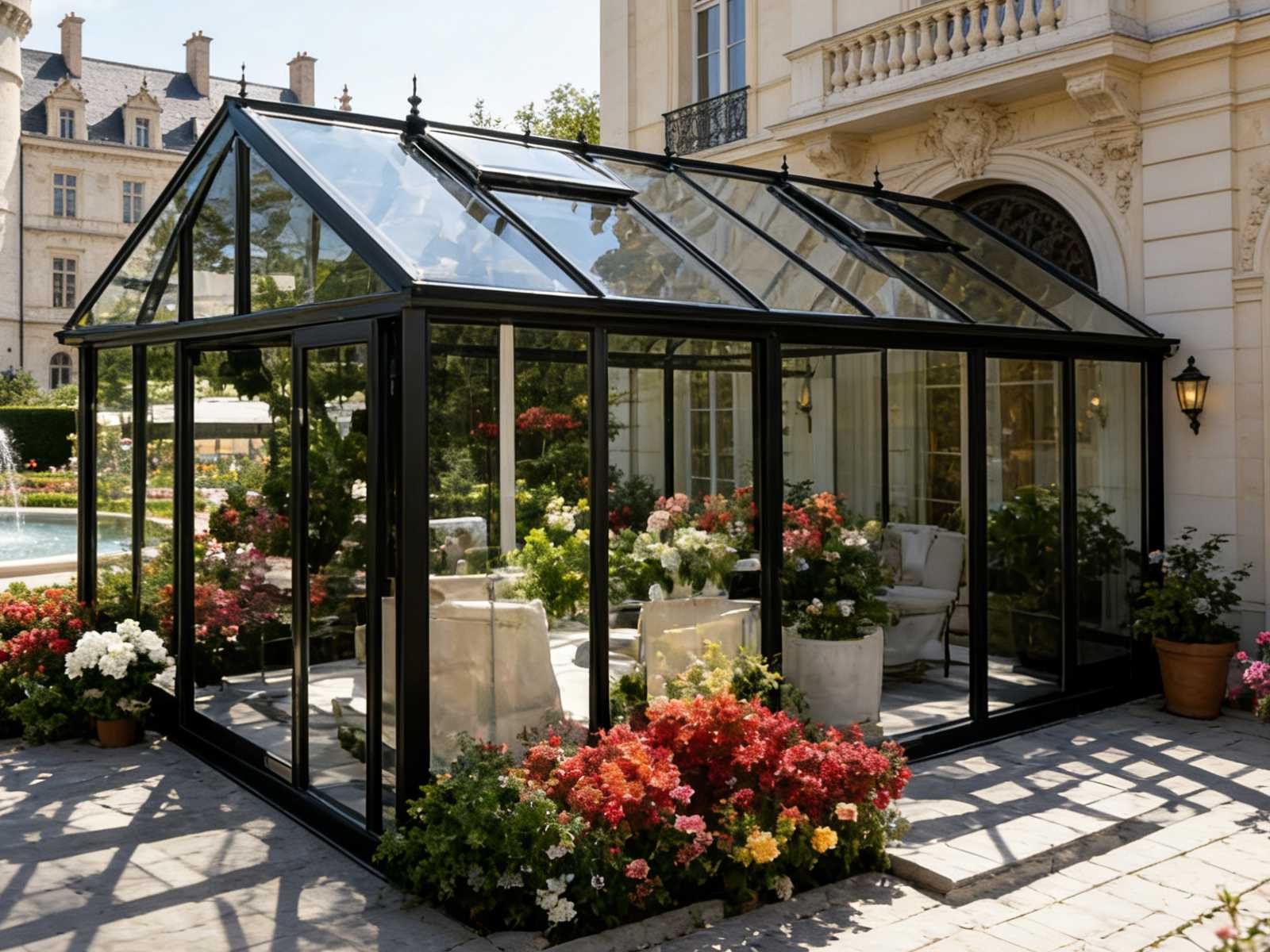 Black Modern Glass Greenhouse For Garden Ysgh 108