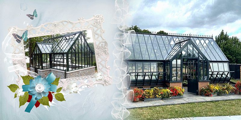 Victorian glass greenhouse for garden