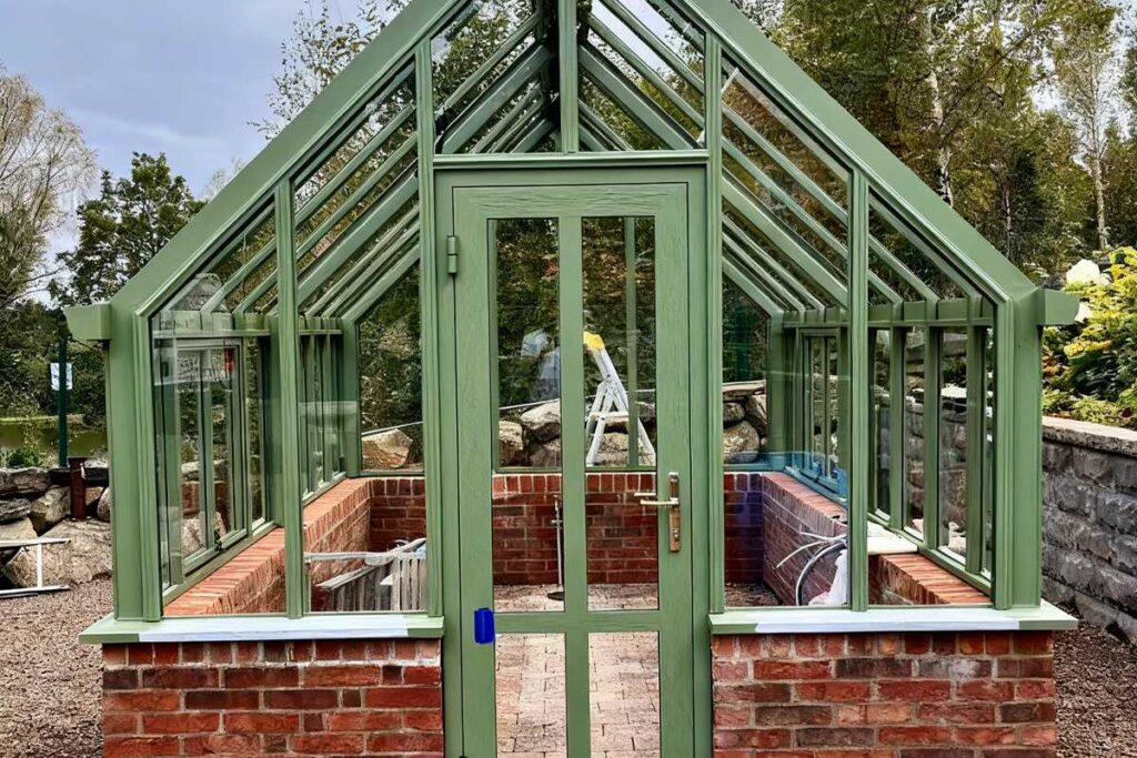 Green Metal Frame Glass Greenhouse Ysgh 199