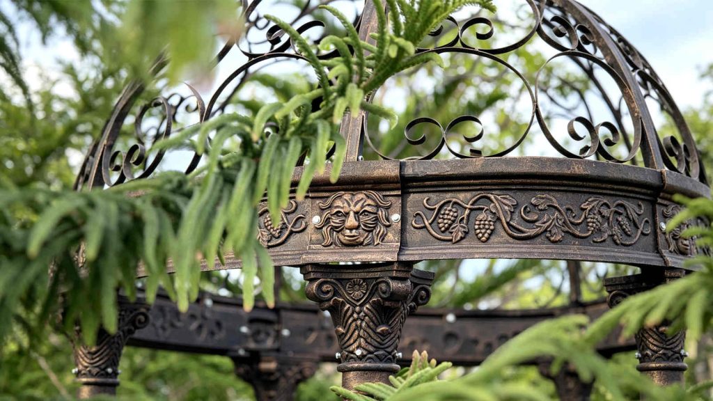 Carved relief detail of luxury cast iron gazebo column
