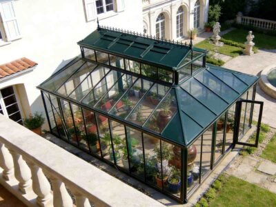 Victorian glass greenhouse, Victorian style greenhouse, Retro style glass sunroom