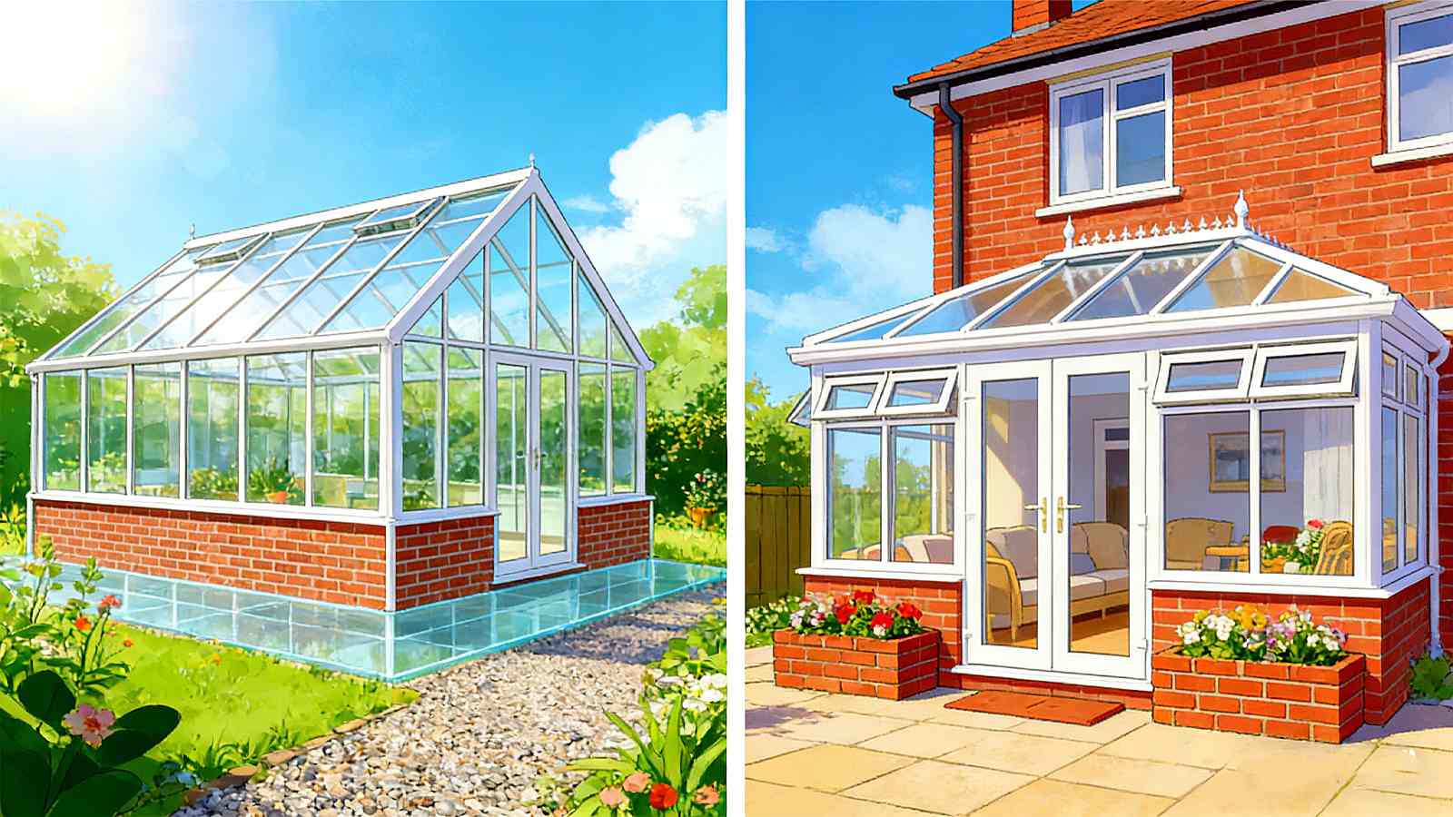 Glass Greenhouse Choices: Standalone vs. Attached Sunroom Foundations