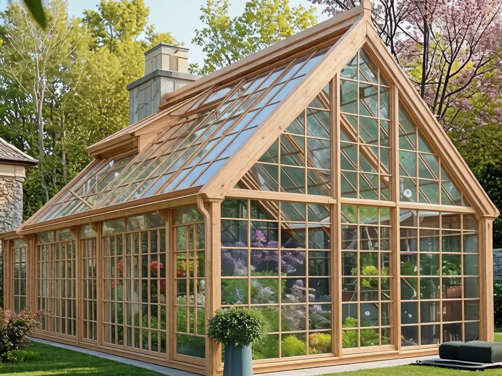 Wood finish cast aluminum gable sunroom, outdoor villa glass plant conservatory
