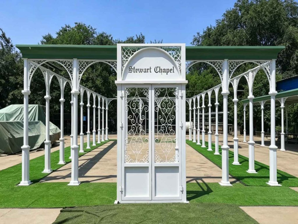 Finished 1000*402 galvanized steel wedding chapel Stewart Chapel carved iron double door