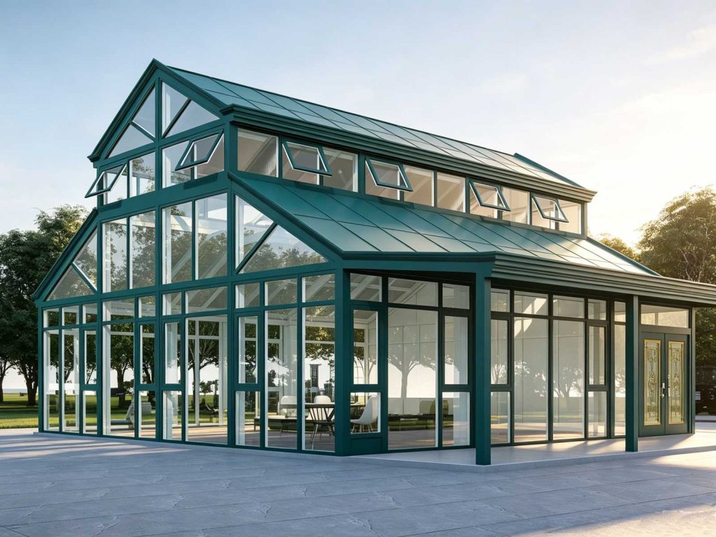 Ysgh 243 Dark Green Multi Slope Roof Sunroom For Home And Business