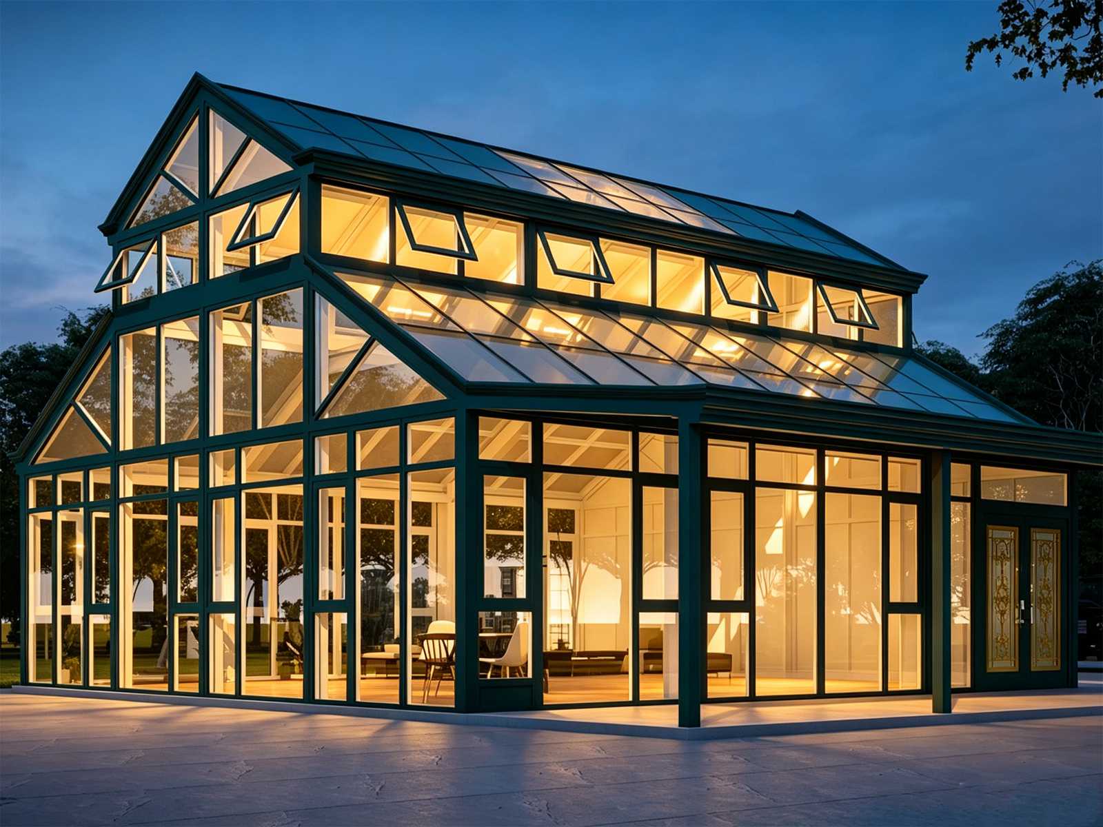 Ysgh 243 Dark Green Multi Slope Roof Sunroom For Home And Business