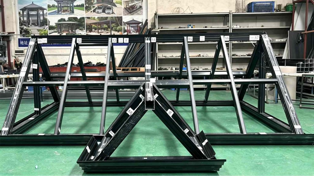 Full preassembled aluminum greenhouse roof frame set 5m x 3m custom for Canada