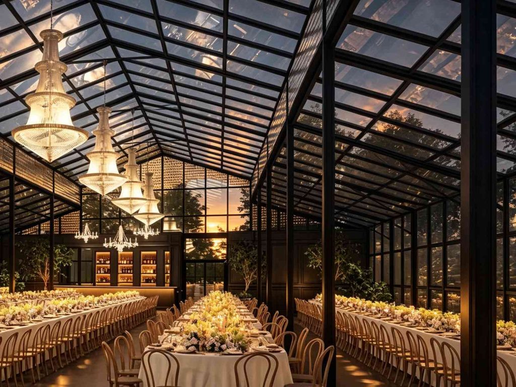 Aluminum tempered glass conservatory YSGH-245 interior for wedding banquet