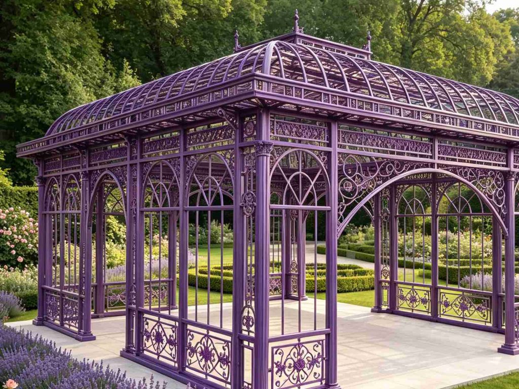 Purple openwork garden pavilion YSGH-246 in English style garden