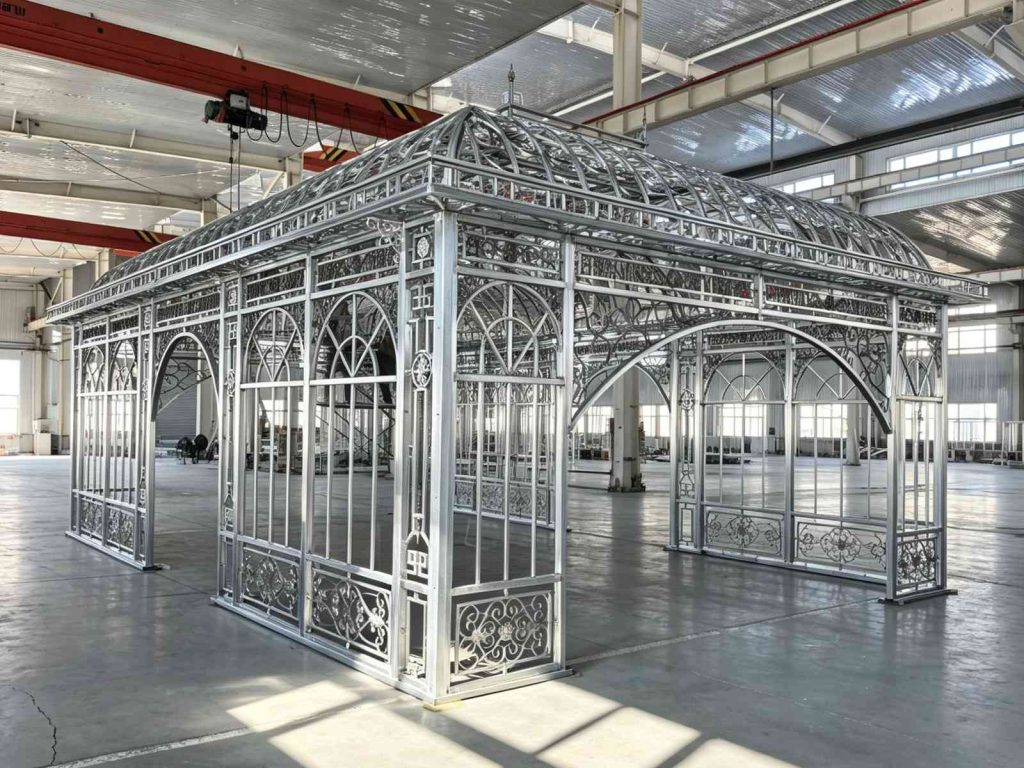 YSGH-246 hollow garden pavilion trial assembly in clean factory workshop