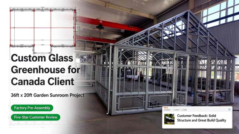 Glass Greenhouse Custom Sunroom for Canada Client 36ft x 20ft