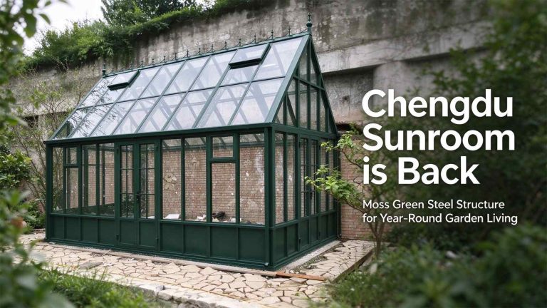 Chengdu Sunroom is Back: Moss Green Steel Structure for Garden Living