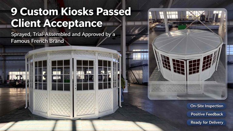 Custom French Brand Kiosks 9 Units Finished Production and Site Inspection